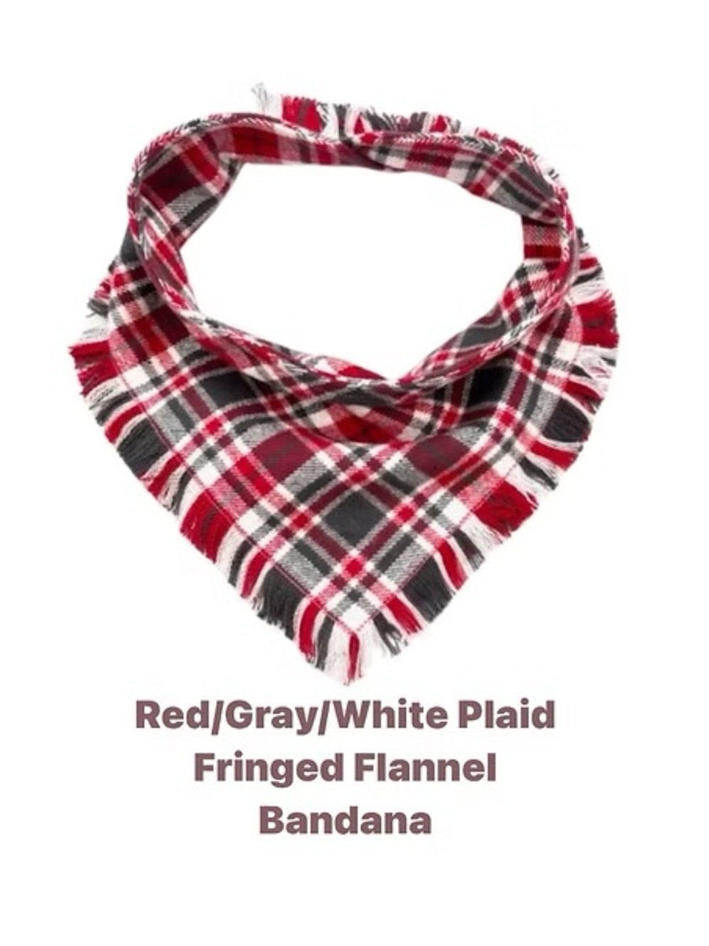 NWT Flannel Snap Dog Bandana Red/Grey LARGE only